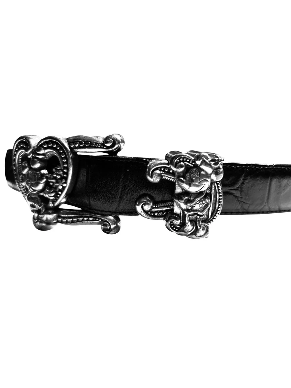 Vintage Brighton/Disney Mickey Mouse Black Croc Heart Buckle Belt M3113M Sz M